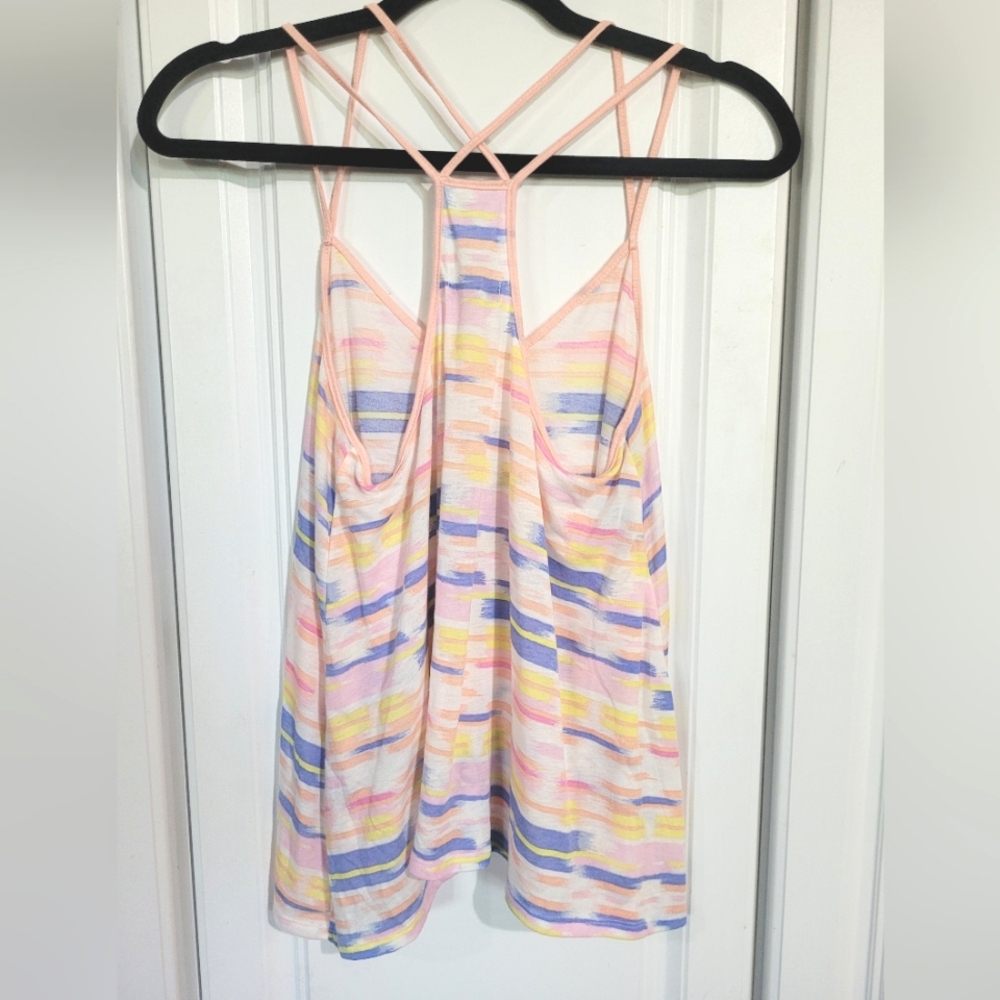 American Eagle Oufitters Colorful Pastel Striped Strappy Tank Top, Size Small - Picture 2 of 6